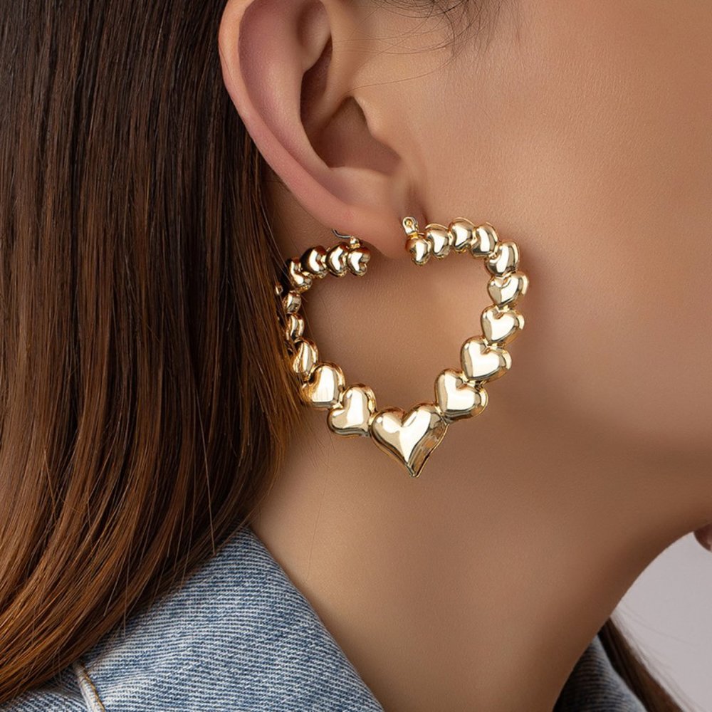 Hearts On Heart Bamboo Earrings